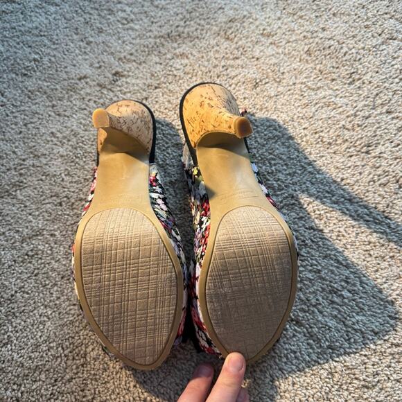 Rampage Floral Peep Toe Heels w/ Bows Women's Size 8.5 Flowers Open Toe - Picture 8 of 9